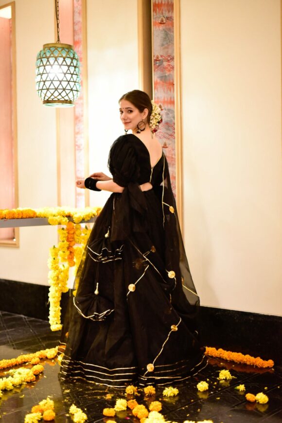 Siddhi black organza lehenga choli set - Image 4