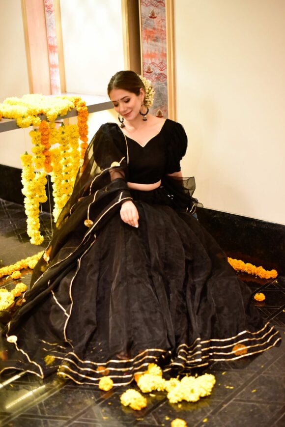 Siddhi black organza lehenga choli set