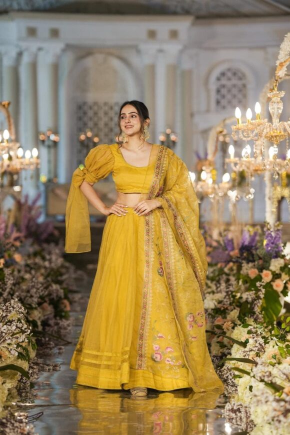 Sianni Yellow ORGANZA LEHENGA SET - Image 3