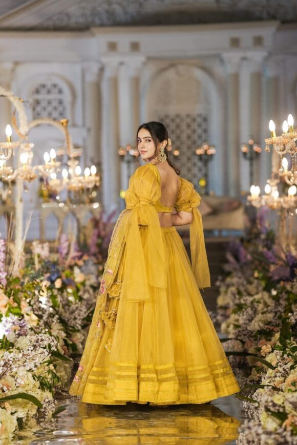 Sianni Yellow ORGANZA LEHENGA SET - Image 4