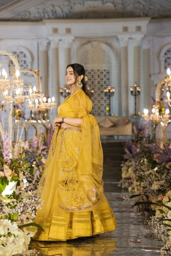 Sianni Yellow ORGANZA LEHENGA SET - Image 6