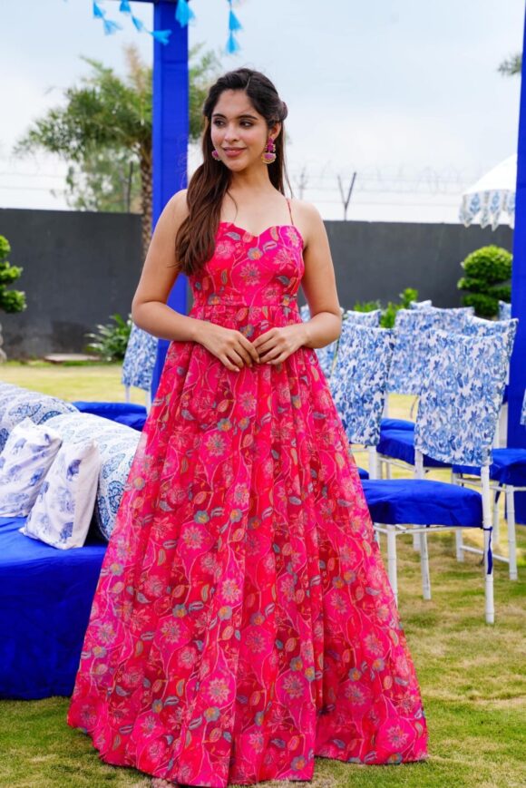 Blushing blossoms pink organza dress