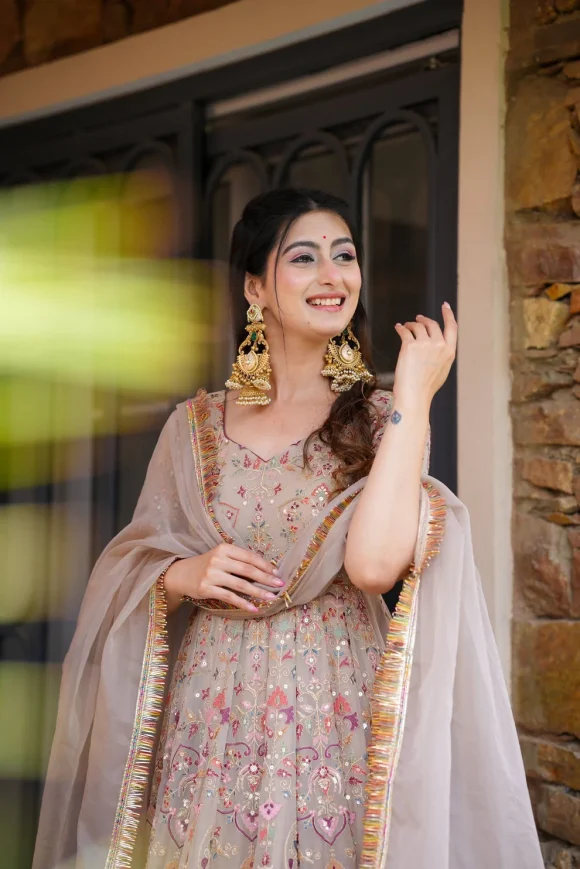 Neerja Heavy Beige Maxi Set - Image 2