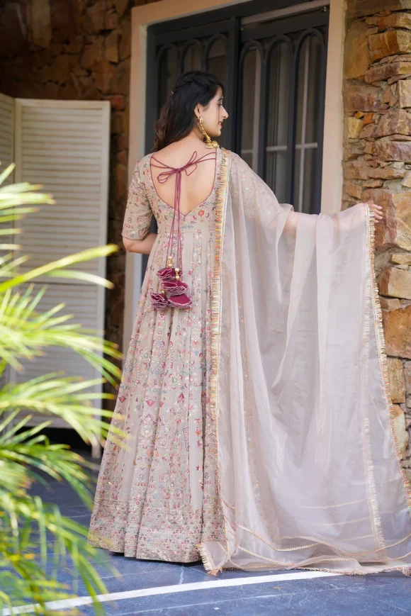 Neerja Heavy Beige Maxi Set - Image 7
