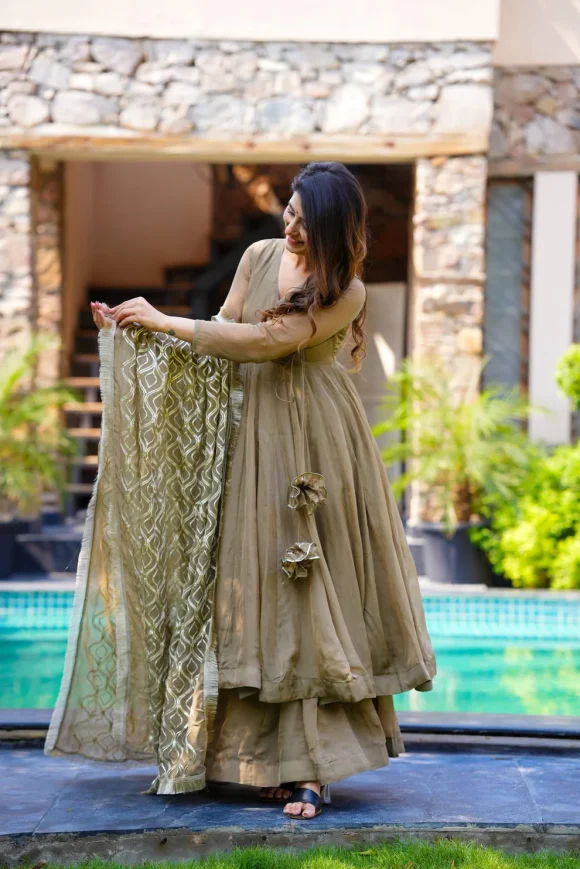 Rustic Rajwada Olive Kurta Set - Image 5