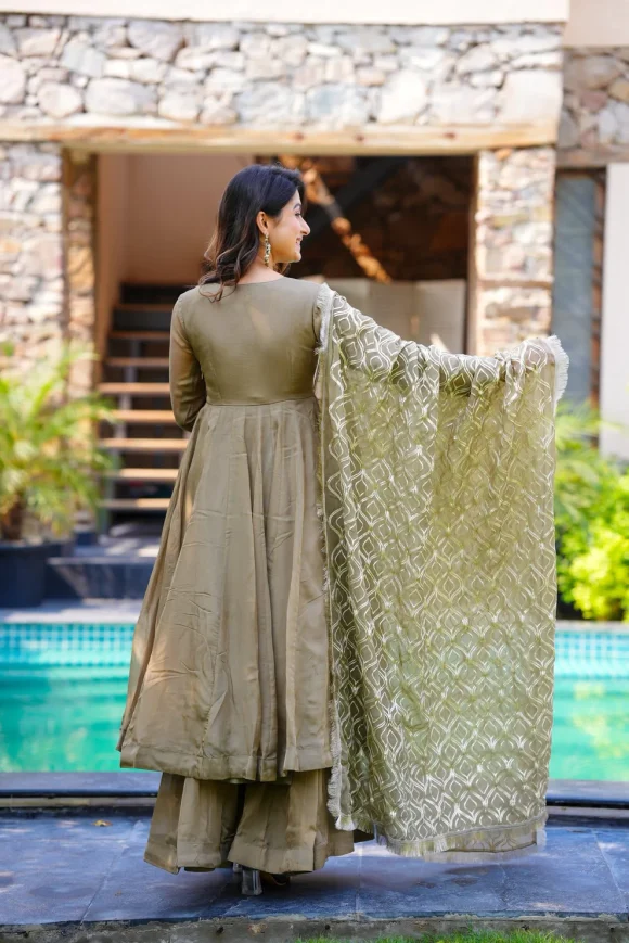 Rustic Rajwada Olive Kurta Set - Image 6