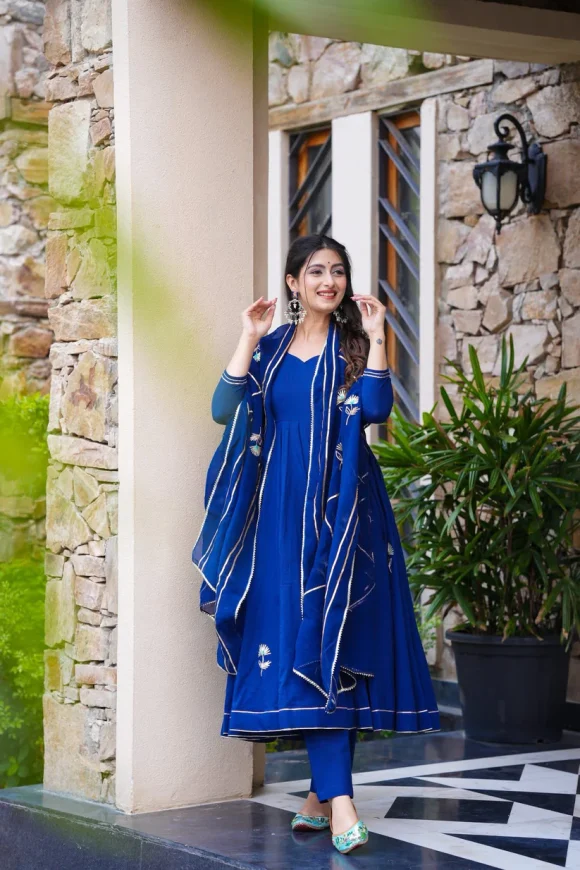 Vartika Blue Cotton Suit Set - Image 3