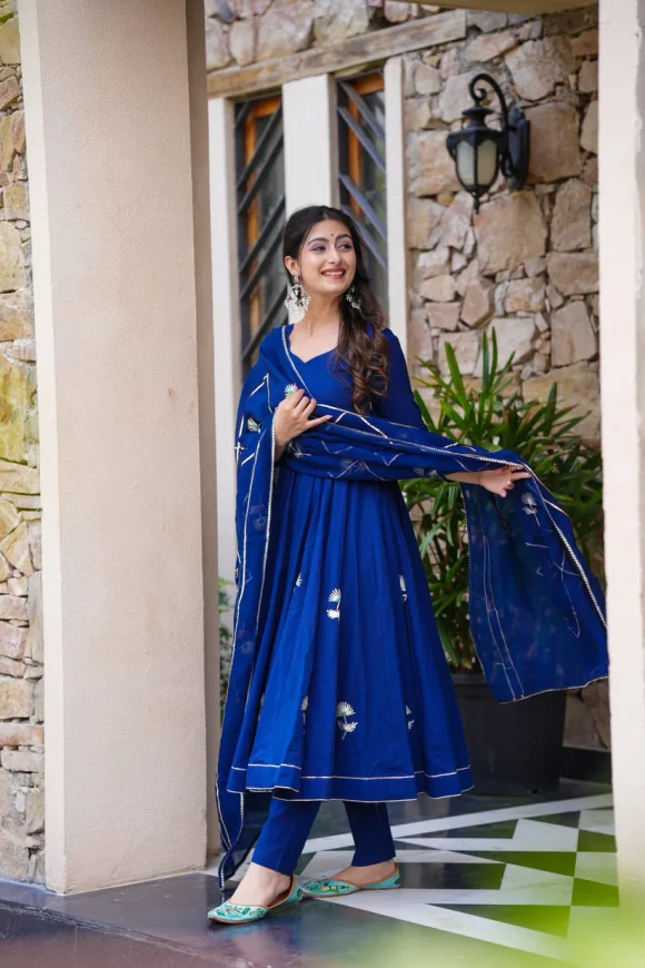 Vartika Blue Cotton Suit Set - Image 4